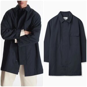 COS Relaxed-Fit Car Coat in Navy Blue Men’s Small